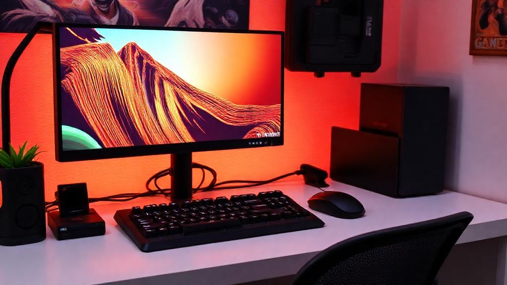Create an inline editorial image for an SEO article titled "Best Gaming Gear in Singapore: Keyboards, Laptops and Setups". The image should support this H2 section: "Optimising Your Gaming Desk Setup for Small Spaces in Singapore". Make it visually specific, professional, and suitable for a WordPress article body. Do not include text, captions, watermarks, logos, UI screenshots, or readable typography in the image.