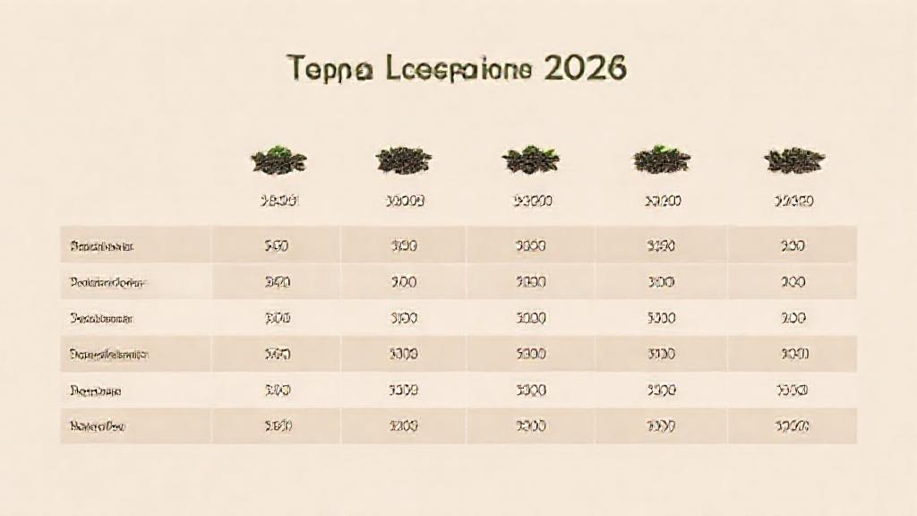 A comparison chart of popular tea leaf brands with price ranges in Singapore 2026, minimalist design.